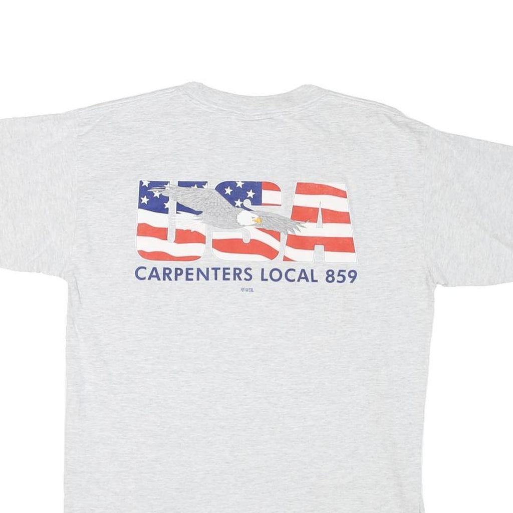 FRANK DOOLITTLE Mens Grey USA Graphic T-Shirt S Short Sleeve Crew Neck