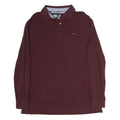 TOMMY HILFIGER Mens Maroon Long Sleeve Plain XL Cotton Classic Fit Polo Shirt