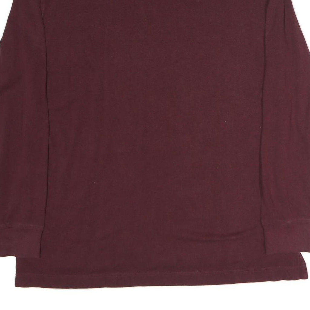 TOMMY HILFIGER Mens Maroon Long Sleeve Plain XL Cotton Classic Fit Polo Shirt