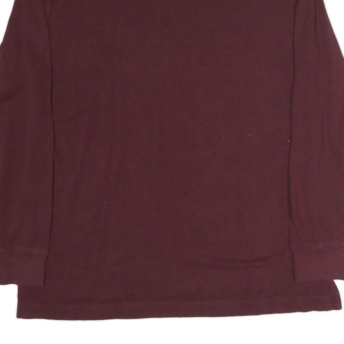 TOMMY HILFIGER Mens Maroon Long Sleeve Plain XL Cotton Classic Fit Polo Shirt