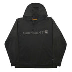 CARHARTT Mens Black Hoodie L Polyester Blend Front Logo Pullover