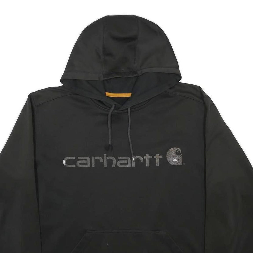 CARHARTT Mens Black Hoodie L Polyester Blend Front Logo Pullover