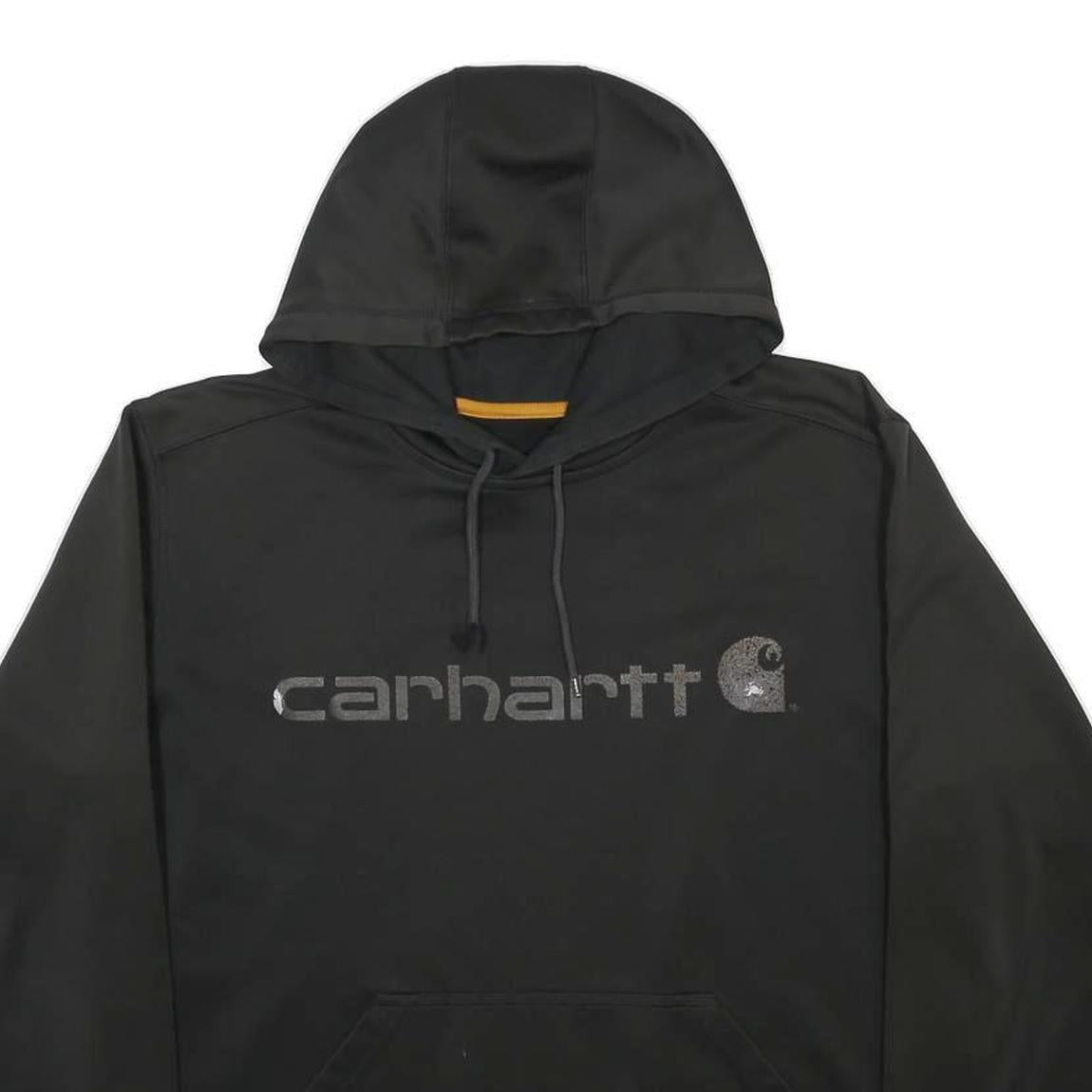 CARHARTT Mens Black Hoodie L Polyester Blend Front Logo Pullover