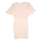 JUSTIN DAVID Womens Cream Fit & Flare Polyester Dress Midi Short Sleeve M