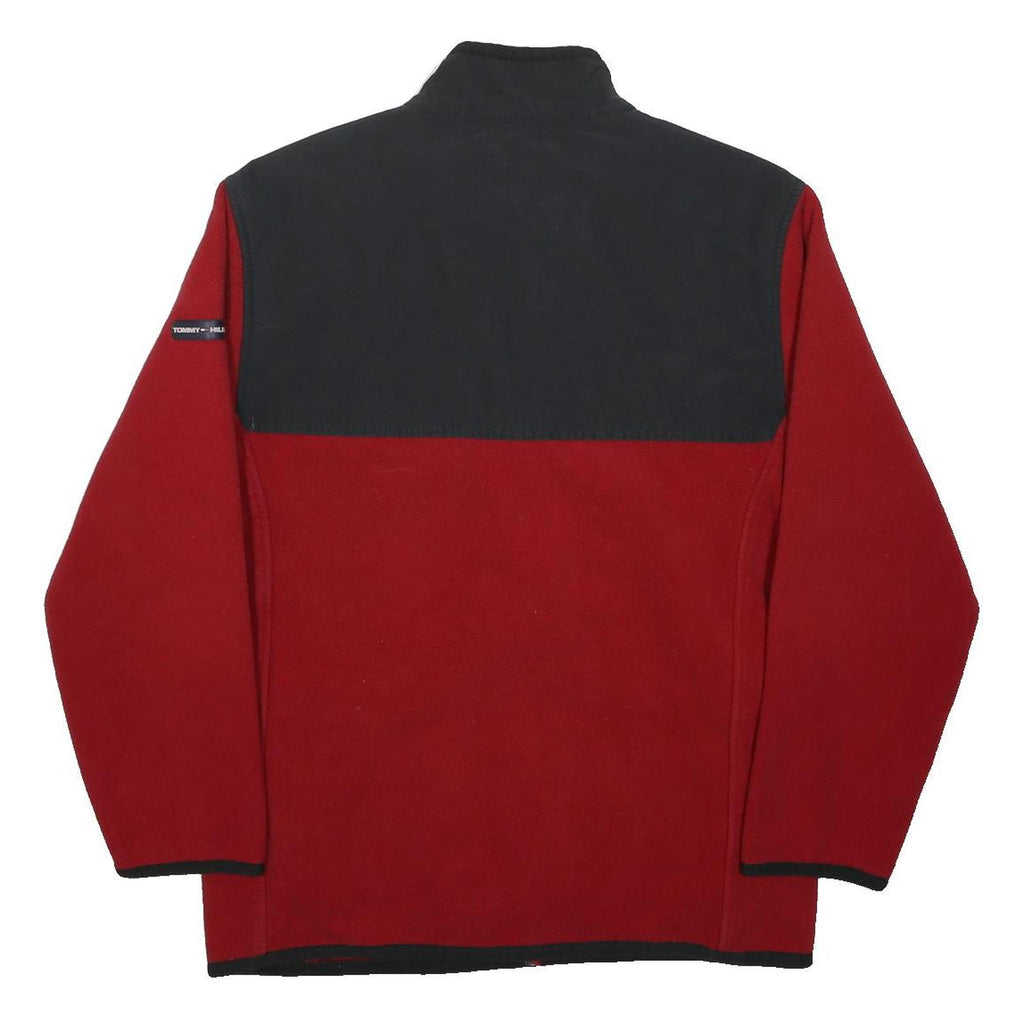 TOMMY HILFIGER Boys Red & Black Colourblock Jacket 2XL Polyester Zip Casual Warm
