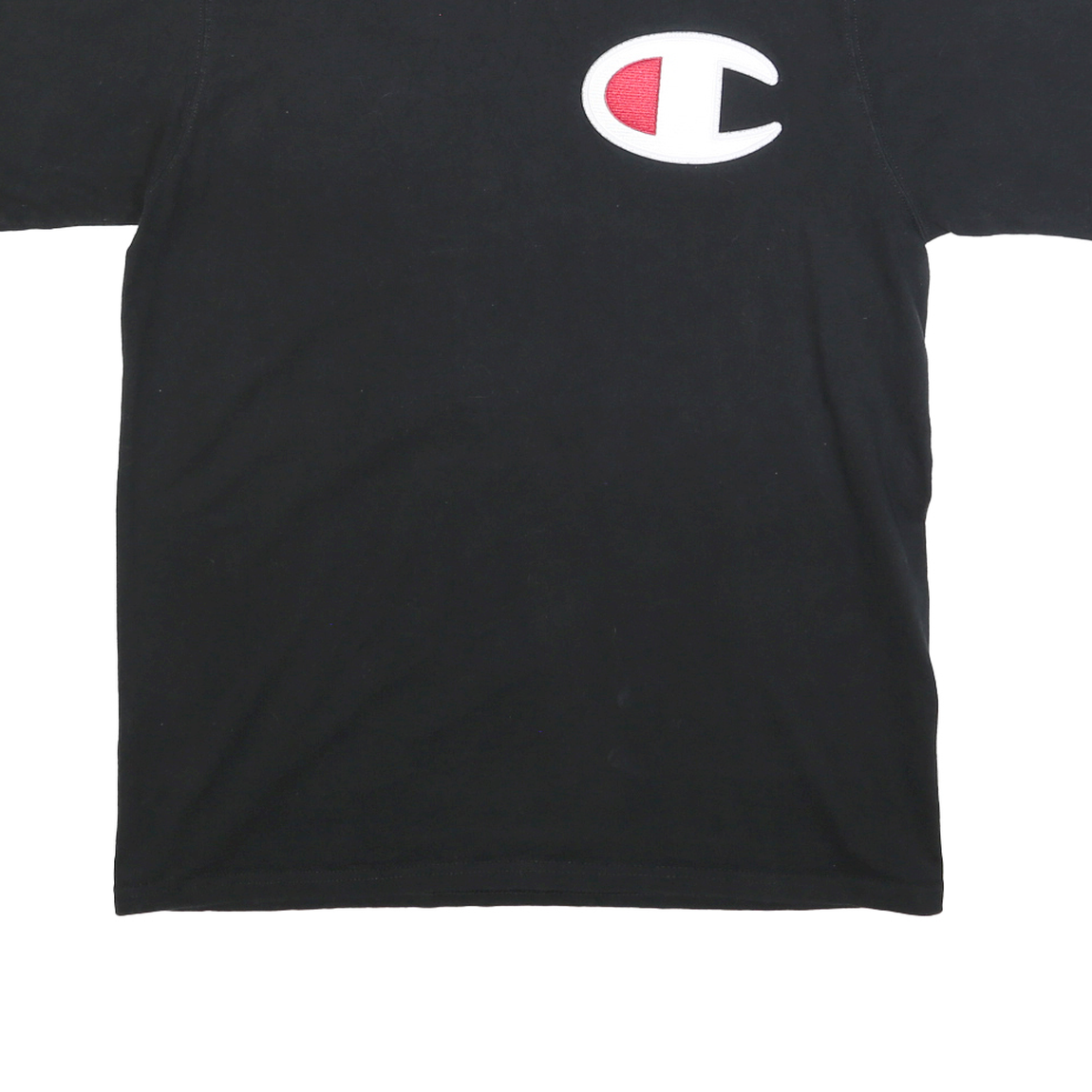 CHAMPION Mens Black Graphic T-Shirt XL Short Sleeve Crew Neck Logo Embroidered