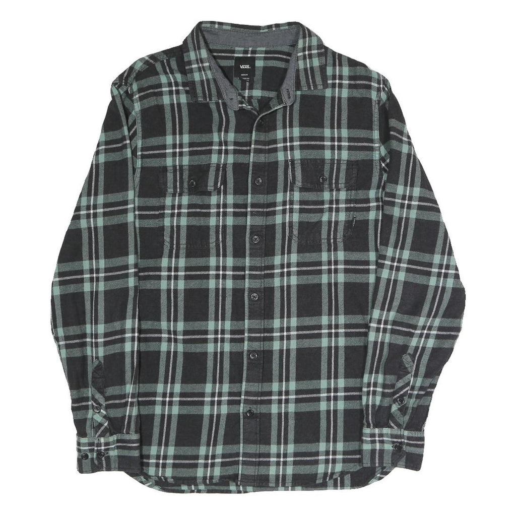 VANS Mens Black & Green Check Shirt M Cotton Blend Long Sleeve Casual