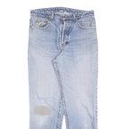 GARRY Mens Jeans Blue Regular Straight Denim Light W33 L32 Button Cotton Blend