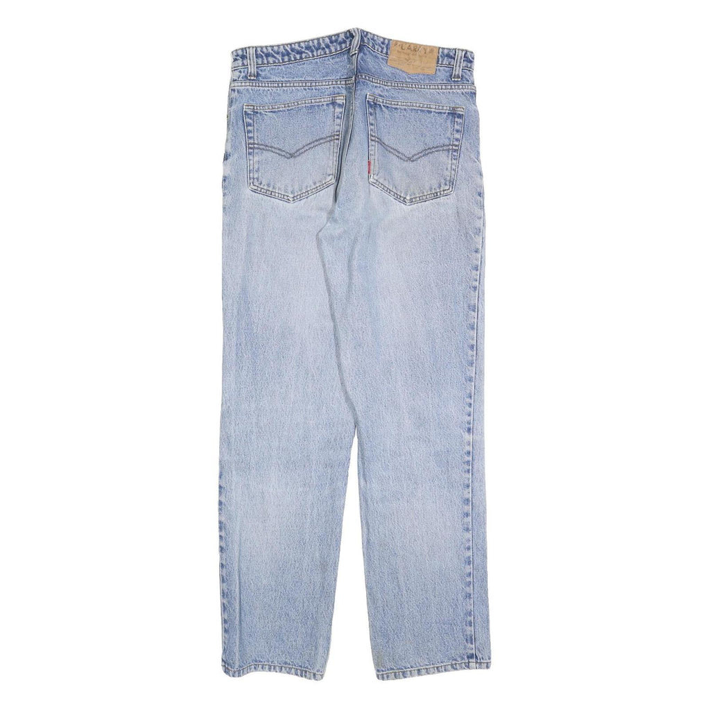 GARRY Mens Jeans Blue Regular Straight Denim Light W33 L32 Button Cotton Blend