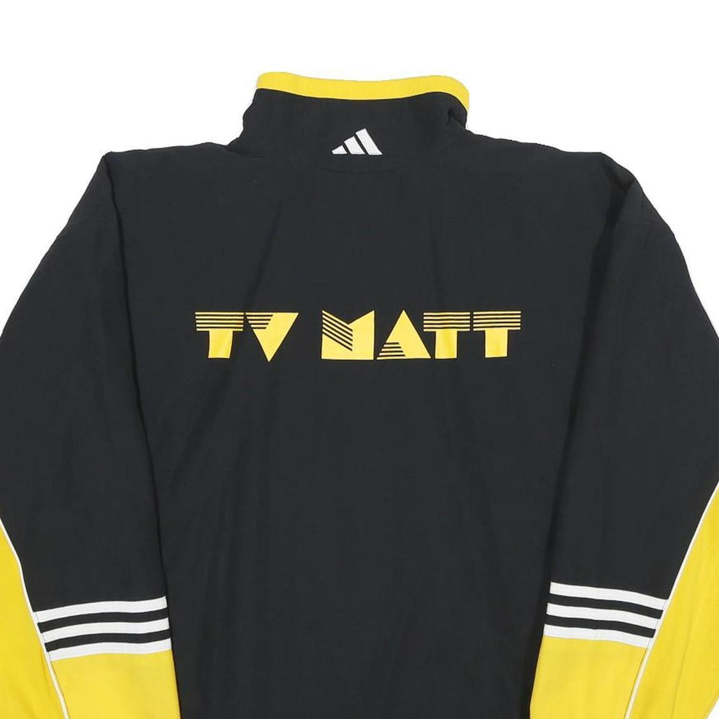 ADIDAS Mens Black & Yellow Track Jacket M Polyester Zip Logo Sport Casual