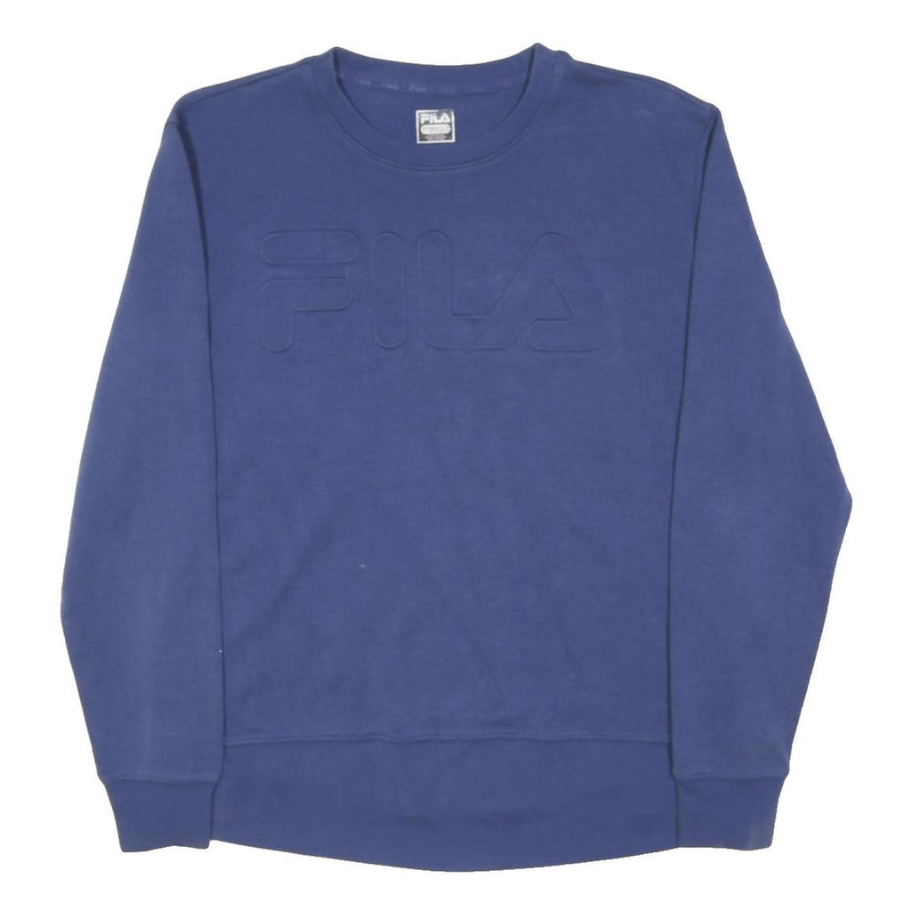 FILA Womens Blue Crew Neck Sweatshirt UK 10 Cotton Blend Casual Pullover