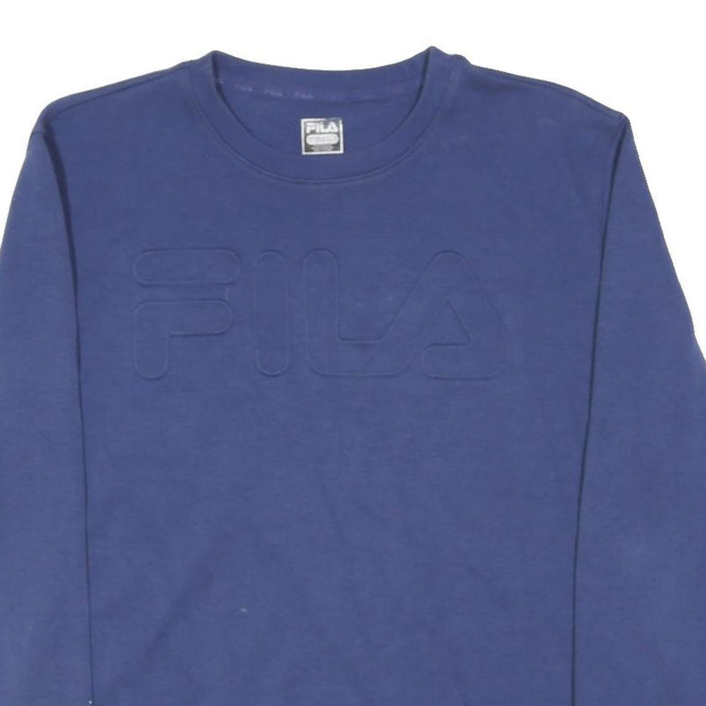 FILA Womens Blue Crew Neck Sweatshirt UK 10 Cotton Blend Casual Pullover