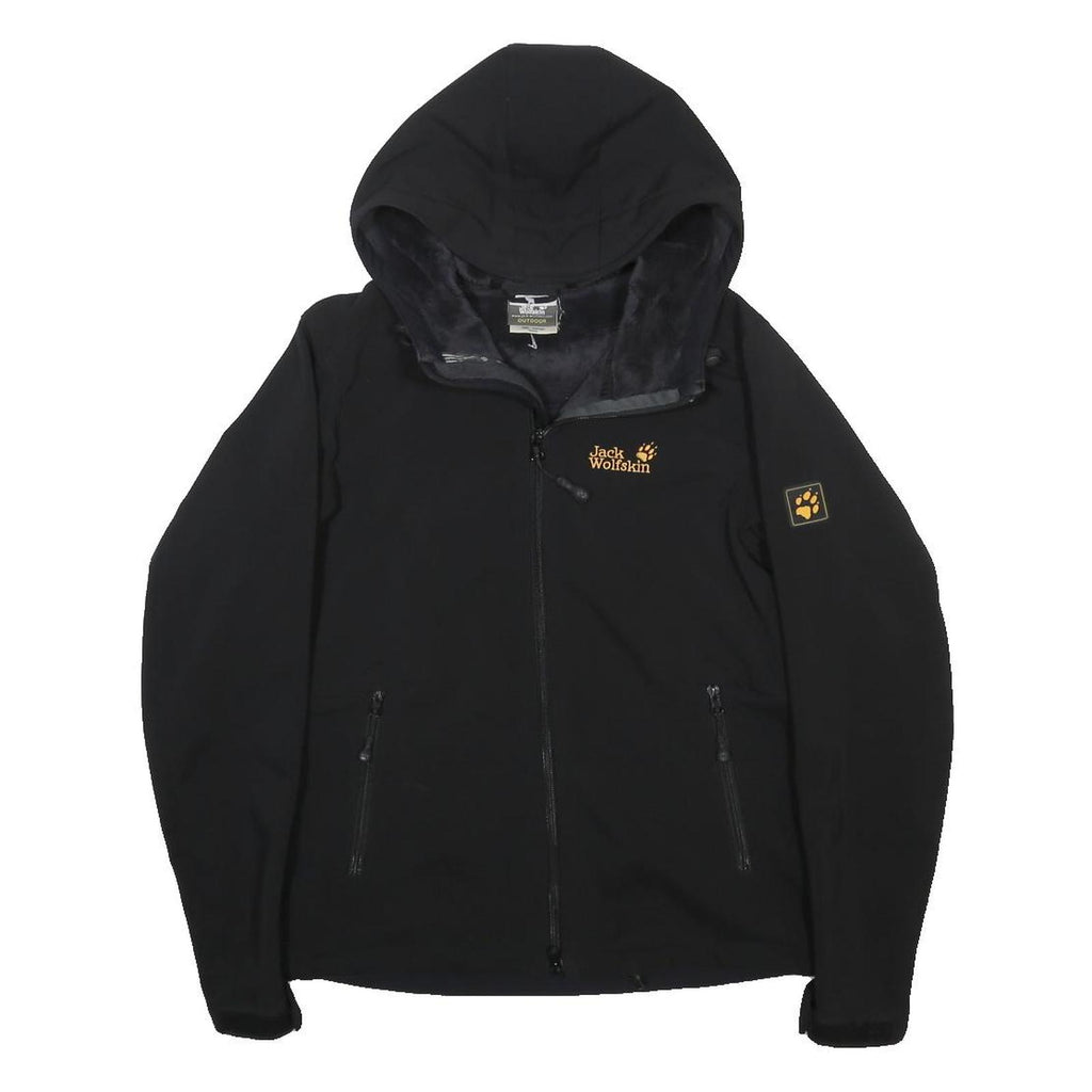 JACK WOLFSKIN Womens Black Outdoor Jacket UK 10 Polyester Blend Hooded Zip