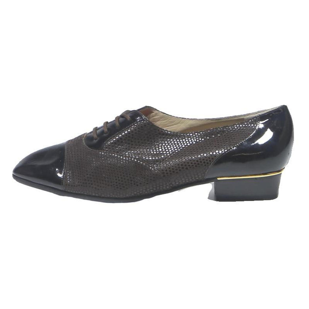 BALLY Womens Lace-Up Oxford Leather Black Brown UK 5 Elegant Comfort