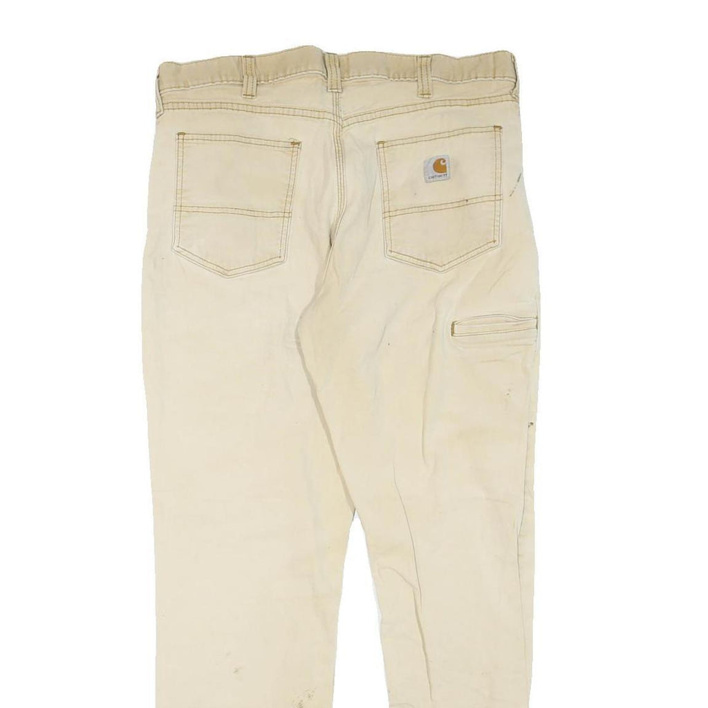 CARHARTT Mens Cotton Blend Beige Regular Fit Straight Leg Trousers W36 L32