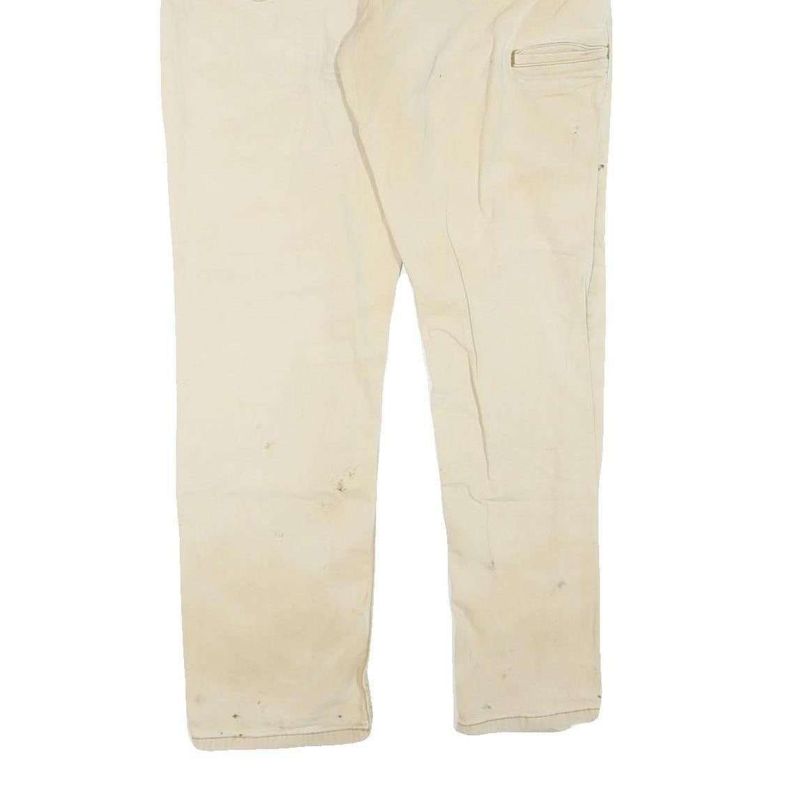 CARHARTT Mens Cotton Blend Beige Regular Fit Straight Leg Trousers W36 L32