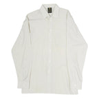 Mens White Plain Cotton Blend Long Sleeve Shirt L Classic Button Collar