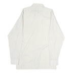 Mens White Plain Cotton Blend Long Sleeve Shirt L Classic Button Collar