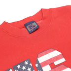GS SPORT Mens Red USA Crew Neck M Cotton Blend Sweatshirt Pullover Flag Print