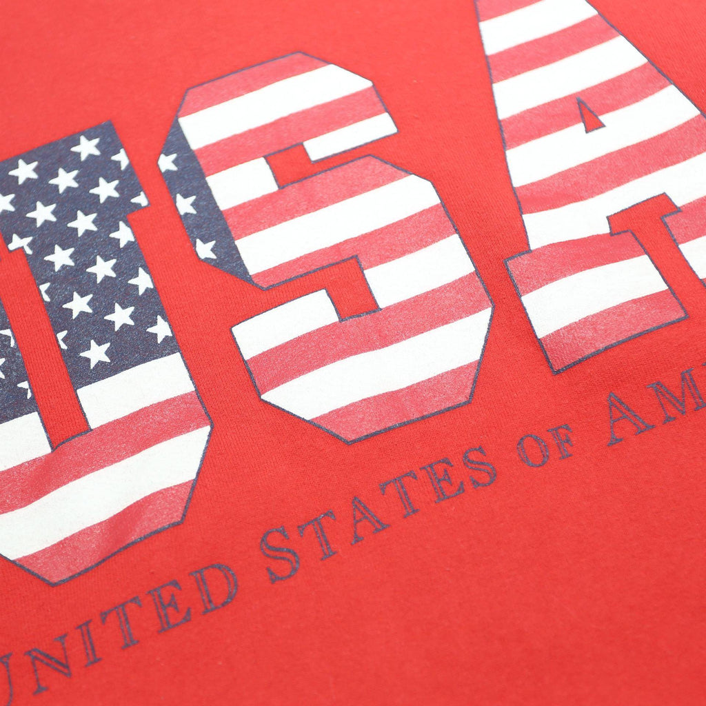 GS SPORT Mens Red USA Crew Neck M Cotton Blend Sweatshirt Pullover Flag Print