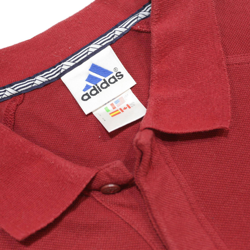 ADIDAS Mens Red Polo Shirt L Cotton Blend Short Sleeve Casual Sport Tee