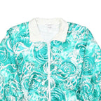SUNTERRA Womens Green & White Printed Jacket L Polyester Zip Casual Lightweight