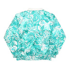 SUNTERRA Womens Green & White Printed Jacket L Polyester Zip Casual Lightweight