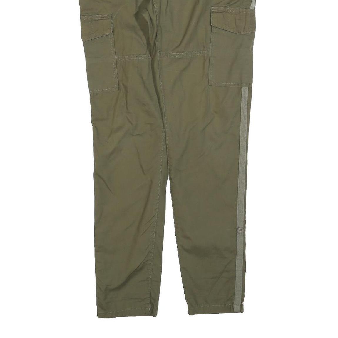 CHICOREE Womens Cotton Blend Slim Fit Cargo Green Trousers W32 L30 Side Stripe