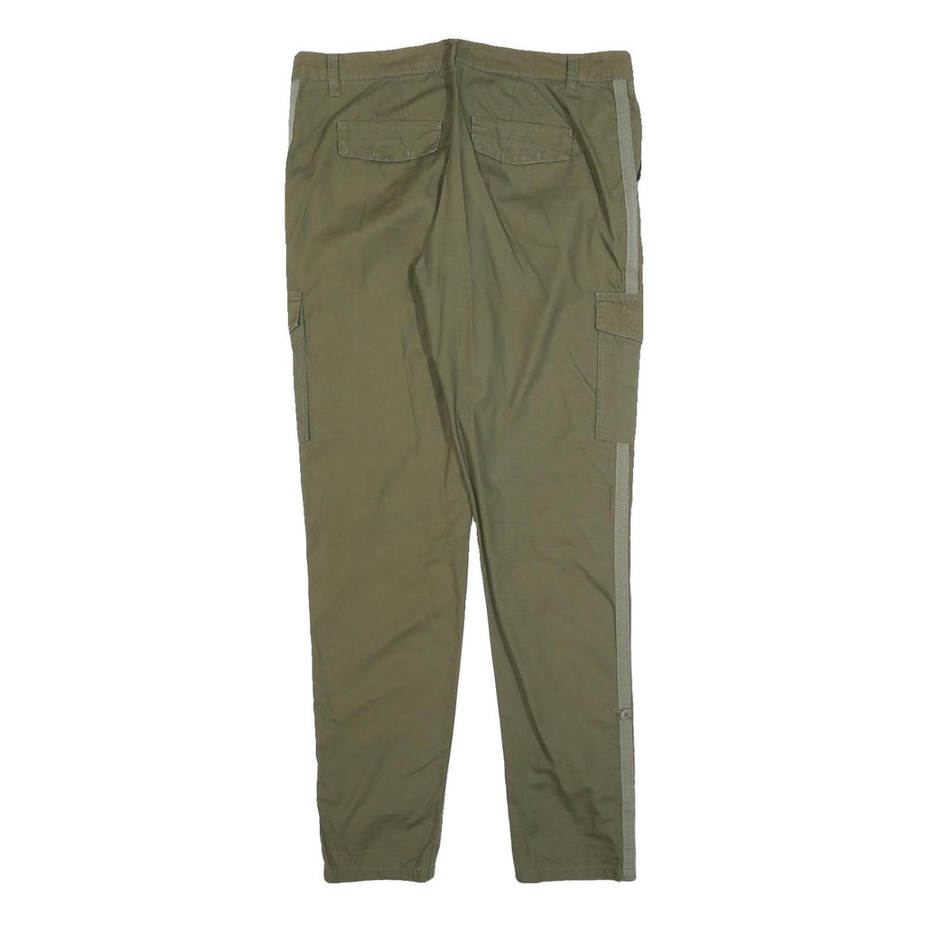 CHICOREE Womens Cotton Blend Slim Fit Cargo Green Trousers W32 L30 Side Stripe