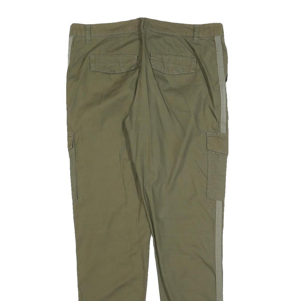CHICOREE Womens Cotton Blend Slim Fit Cargo Green Trousers W32 L30 Side Stripe