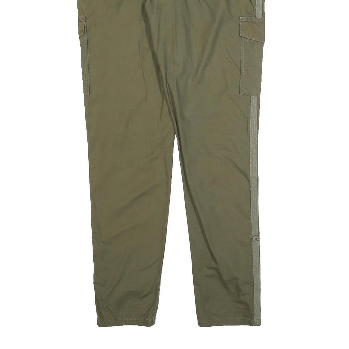 CHICOREE Womens Cotton Blend Slim Fit Cargo Green Trousers W32 L30 Side Stripe