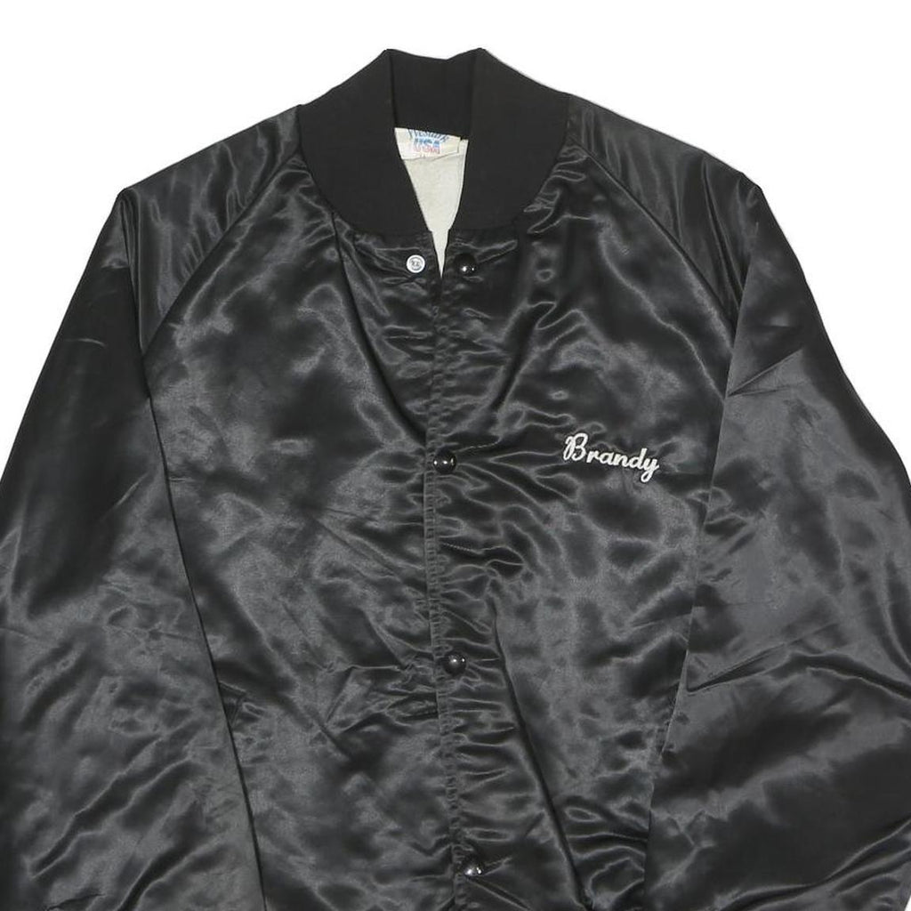 WESTARK Mens Black Satin Jacket M Polyester Button Closure Plain Casual Bomber