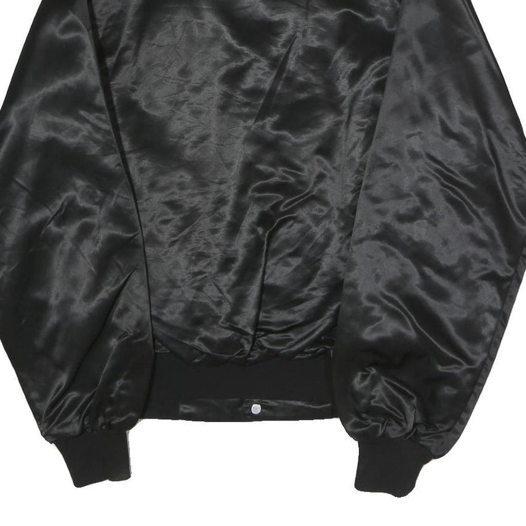 WESTARK Mens Black Satin Jacket M Polyester Button Closure Plain Casual Bomber