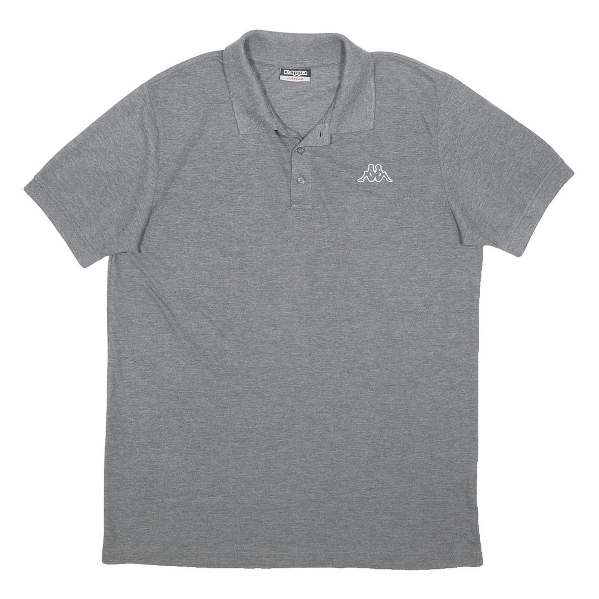 KAPPA Mens Grey Short Sleeve Plain Polo Shirt L Cotton Blend Casual Sportswear