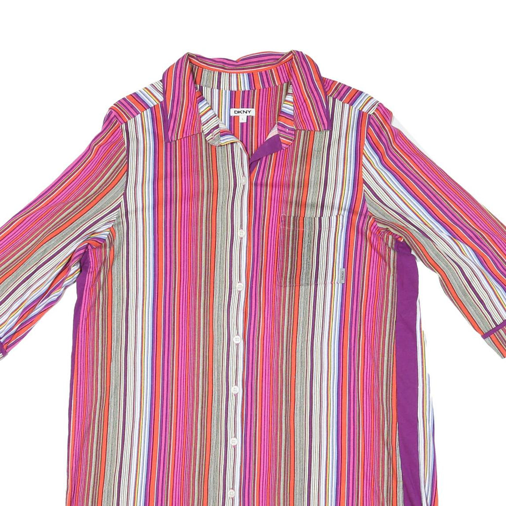 DKNY Womens Multicolour Stripe Shirt Dress Polyester Blend Knee Length 3/4