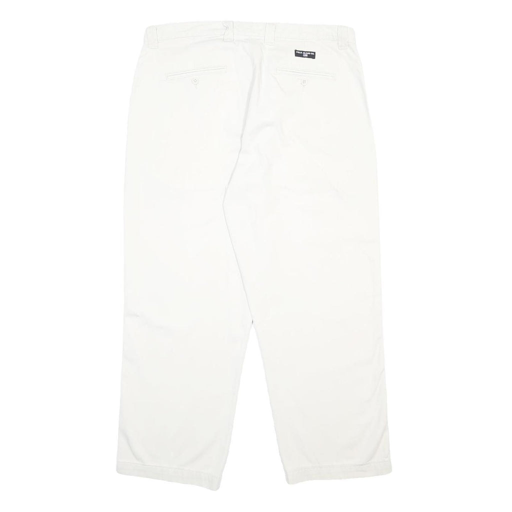 RALPH LAUREN POLO JEANS COMPANY Mens Cotton White Relaxed Straight Trousers W38