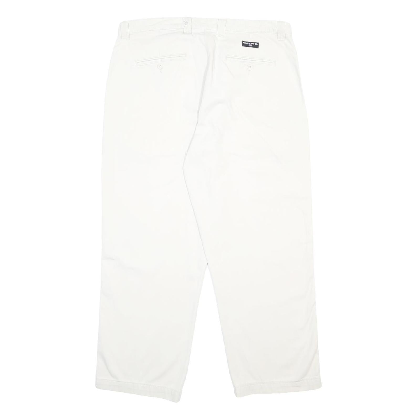 RALPH LAUREN POLO JEANS COMPANY Mens Cotton White Relaxed Straight Trousers W38