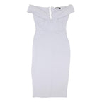 MISGUIDED Womens Grey Off The Shoulder Midi Bodycon Polyester Blend Dress UK 8