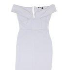 MISGUIDED Womens Grey Off The Shoulder Midi Bodycon Polyester Blend Dress UK 8