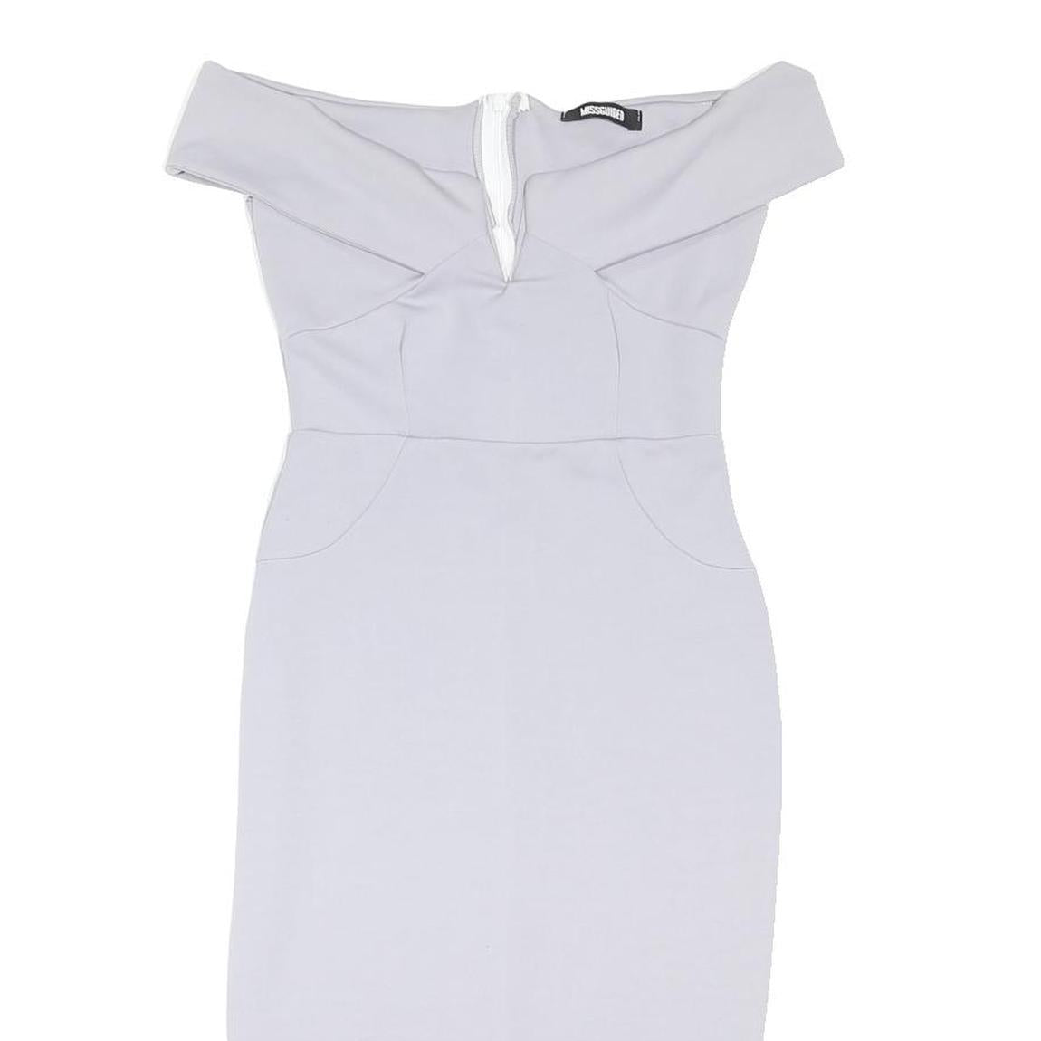 MISGUIDED Womens Grey Off The Shoulder Midi Bodycon Polyester Blend Dress UK 8