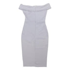 MISGUIDED Womens Grey Off The Shoulder Midi Bodycon Polyester Blend Dress UK 8