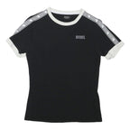 DIESEL Womens Black & White Logo Tape Graphic T-Shirt XS Crew Neck Short Sleeve