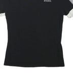 DIESEL Womens Black & White Logo Tape Graphic T-Shirt XS Crew Neck Short Sleeve