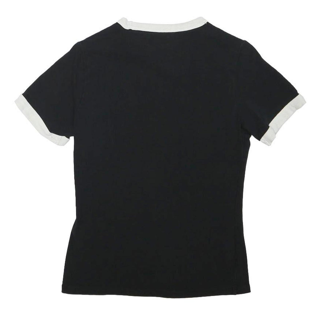 DIESEL Womens Black & White Logo Tape Graphic T-Shirt XS Crew Neck Short Sleeve