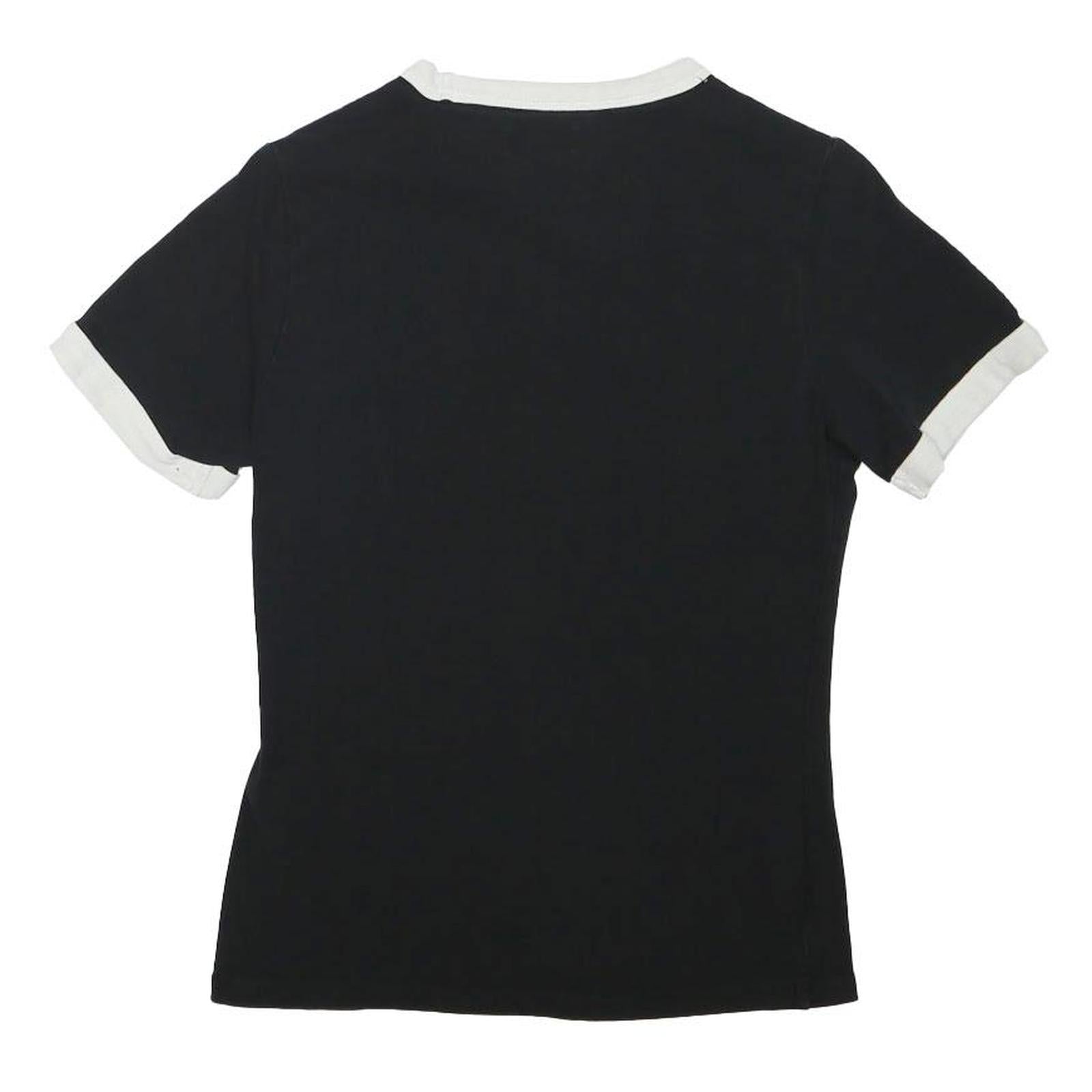 DIESEL Womens Black & White Logo Tape Graphic T-Shirt XS Crew Neck Short Sleeve