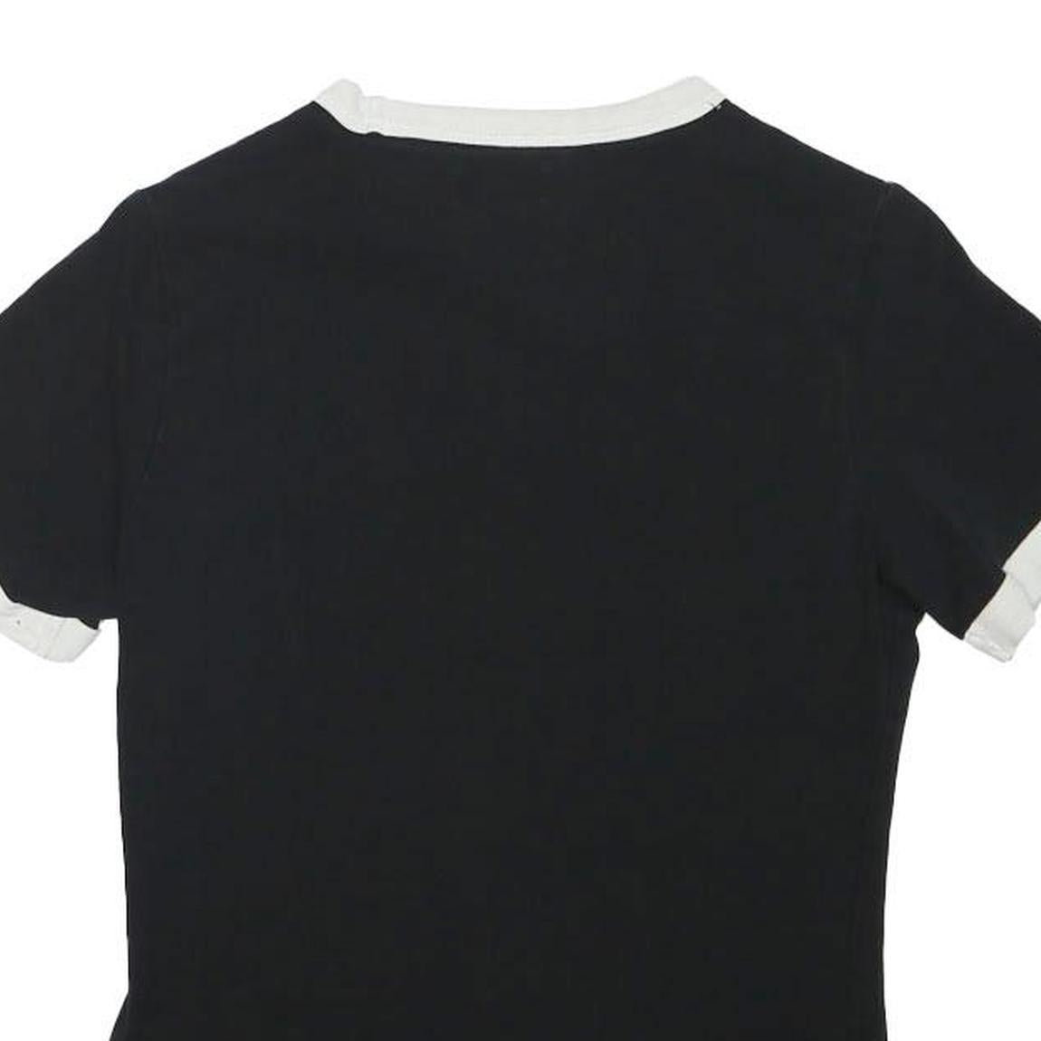 DIESEL Womens Black & White Logo Tape Graphic T-Shirt XS Crew Neck Short Sleeve