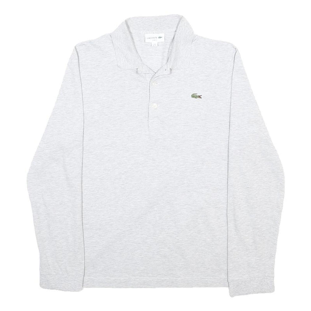 LACOSTE Womens Light Grey Long Sleeve Plain XL Cotton Blend Polo Shirt Classic