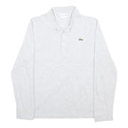 LACOSTE Womens Light Grey Long Sleeve Plain XL Cotton Blend Polo Shirt Classic