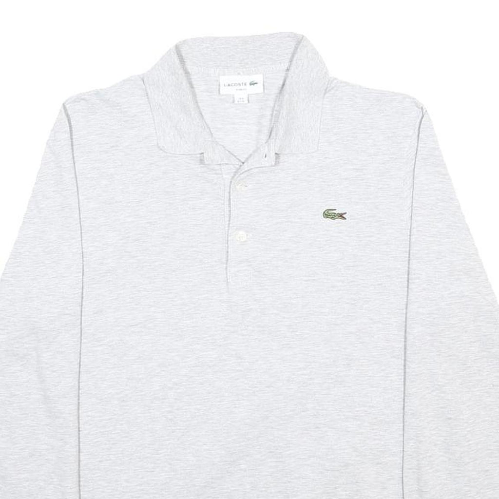 LACOSTE Womens Light Grey Long Sleeve Plain XL Cotton Blend Polo Shirt Classic