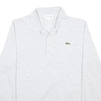 LACOSTE Womens Light Grey Long Sleeve Plain XL Cotton Blend Polo Shirt Classic